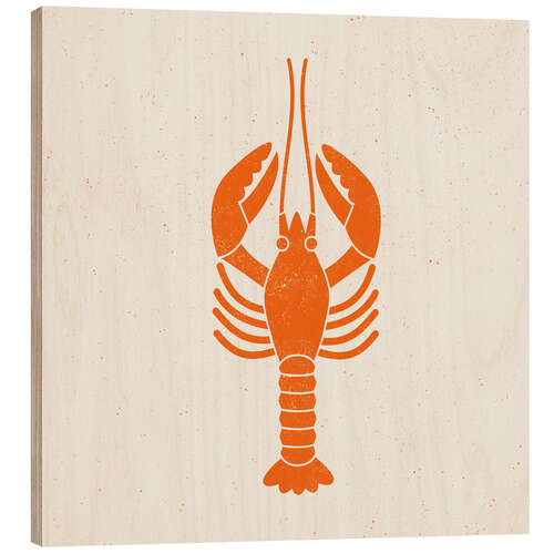 Trätavla Orange Lobster