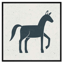 Gerahmter Kunstdruck Indigo-Pferd