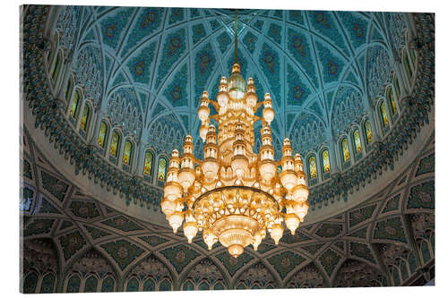 Stampa su vetro acrilico Chandelier in the Sultan Qaboos Mosque, Muscat