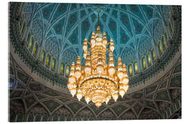 Tableau en verre acrylique Chandelier in the Sultan Qaboos Mosque, Muscat