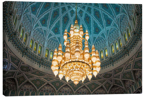 Canvas print Chandelier in the Sultan Qaboos Mosque, Muscat