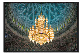 Gerahmter Kunstdruck Kronleuchter im der Sultan-Qabus-Moschee, Muskat