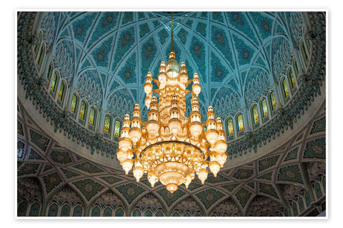 Poster Chandelier in the Sultan Qaboos Mosque, Muscat