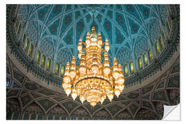 Självhäftande poster Chandelier in the Sultan Qaboos Mosque, Muscat