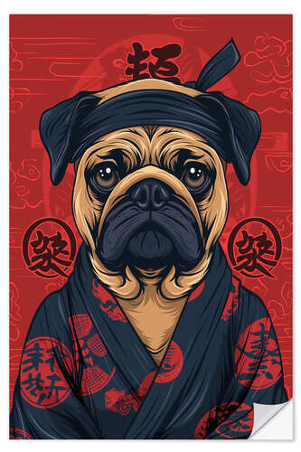 Vinilo para la pared Kimono Pug Dog