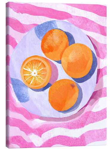 Stampa su tela Oranges on plate