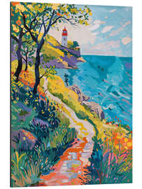 Quadro em alumínio Coastal path to the lighthouse in spring