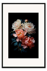 Gerahmter Kunstdruck Barocke Vintage Pfingstrosen