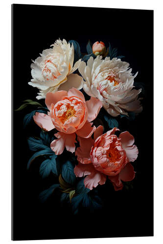 Tableau en plexi-alu Baroque Vintage Peonies