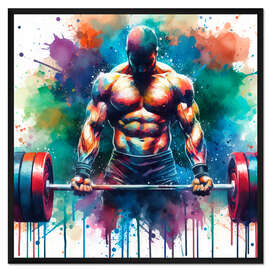 Gerahmter Kunstdruck Gewichtheber in Aquarell I