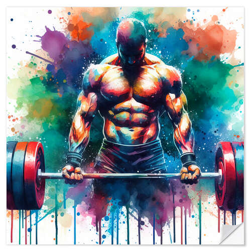 Wall sticker Weightlifter in watercolour I