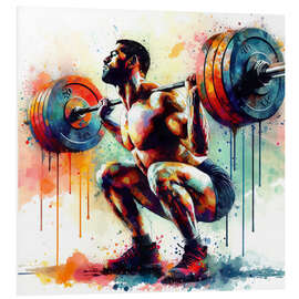 Foam board print Weightlifter in watercolour II