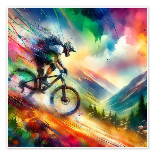 Poster Mountainbike bergab III