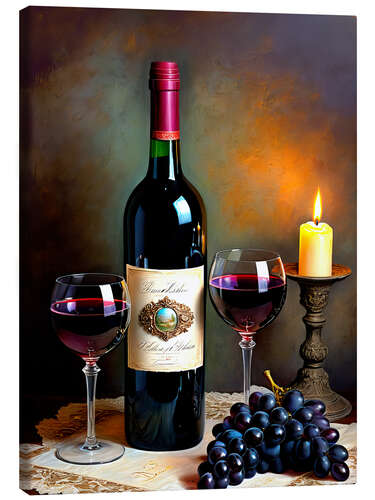 Stampa su tela Wine with grapes still life