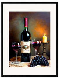 Impresión de arte enmarcada Wine with grapes still life