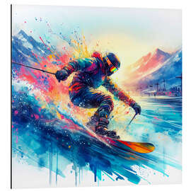 Obraz na aluminium Skier on colourful mountain I