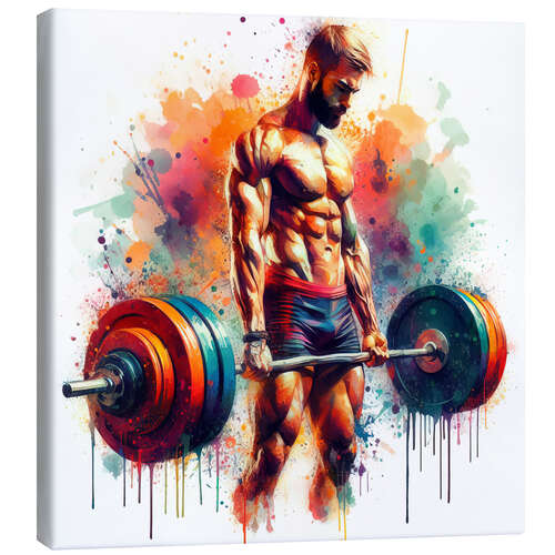 Canvas print Weightlifter in watercolour III