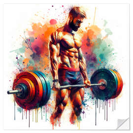 Wall sticker Weightlifter in watercolour III