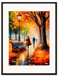 Gerahmter Kunstdruck Walking in autumn