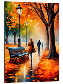 Quadro em plexi-alumínio Walking in autumn