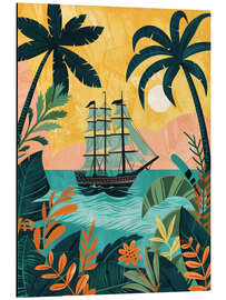 Print på aluminium Tropical view with galleon