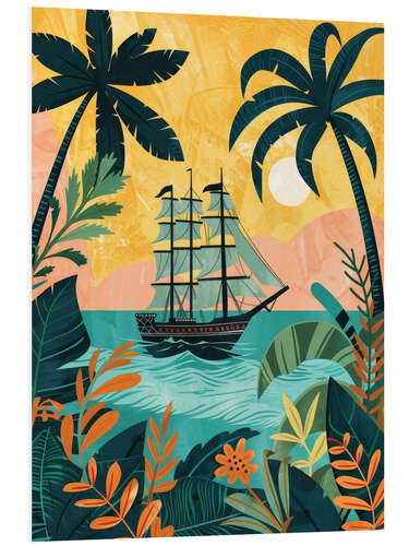 Tableau en PVC Tropical view with galleon