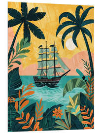 Foam board print Tropical view with galleon