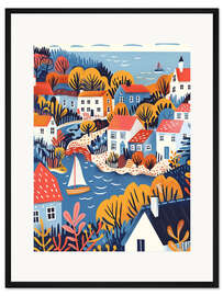 Gerahmter Kunstdruck Hafen und Seelandschaft