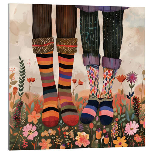 Aluminium print Two lovers with colourful socks