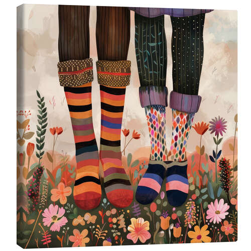 Canvas print Two lovers with colourful socks