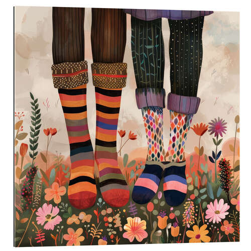 Tableau en plexi-alu Two lovers with colourful socks