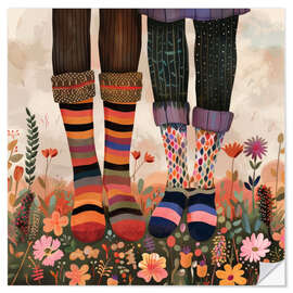 Vinilo para la pared Two lovers with colourful socks