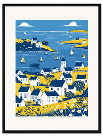Gerahmter Kunstdruck Ferienhaus am Strand