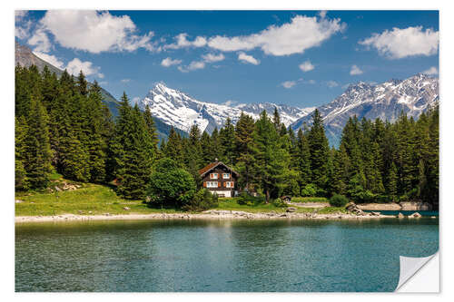 Vinilo para la pared House at Lake Arnisee in the Uri Alps I