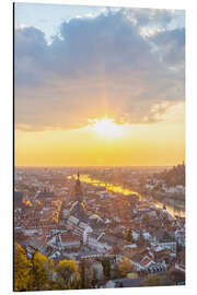 Aluminium print Old town of Heidelberg from above at sunset