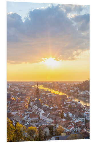 Tableau en PVC Old town of Heidelberg from above at sunset