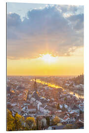 Quadro em plexi-alumínio Old town of Heidelberg from above at sunset