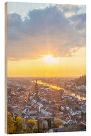 Obraz na drewnie Old town of Heidelberg from above at sunset