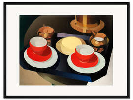 Gerahmter Kunstdruck Stillleben mit roten Tassen, 1936