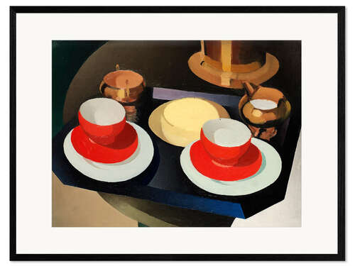 Stampa artistica con cornice Still life with red cups, 1936