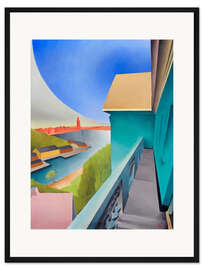 Gerahmter Kunstdruck Stadtansicht, 1930