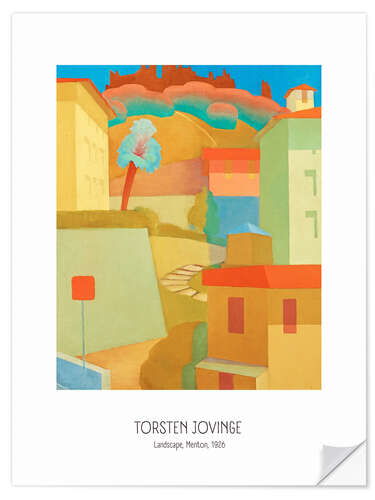 Selvklæbende plakat Torsten Jovinge - Landscape, Menton, 1926