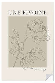 Selvklebende plakat French Flowers - Une Pivoine