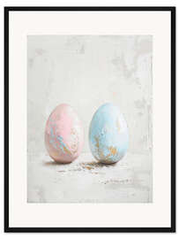 Gerahmter Kunstdruck Pastellfarbene Eier