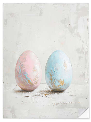 Selvklebende plakat Two Pastel Eggs