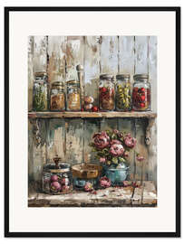 Gerahmter Kunstdruck Rustikaler Charme: Gläser gefüllt mit saisonalen Gaben