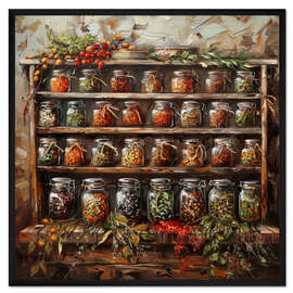 Gerahmter Kunstdruck Frische Köstlichkeiten: Rustikale Schätze im Glas