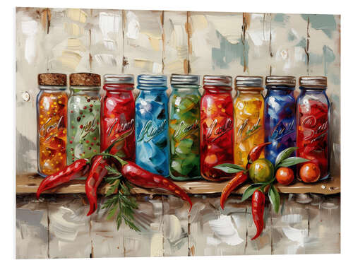 Foam board print Rustic Jars of Summer Fruits and Veggies