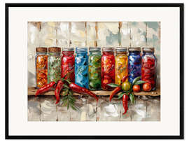 Impresión de arte enmarcada Rustic Jars of Summer Fruits and Veggies