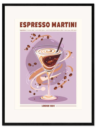 Kehystetty taidepainatus Espresso Martini, London 1984